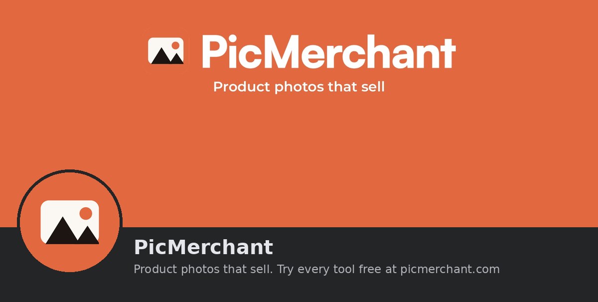 Illustration of a Facebook Page top: the PicMerchant cover photo with the logo in the upper middle, and the round profile picture overlapping the bottom left corner